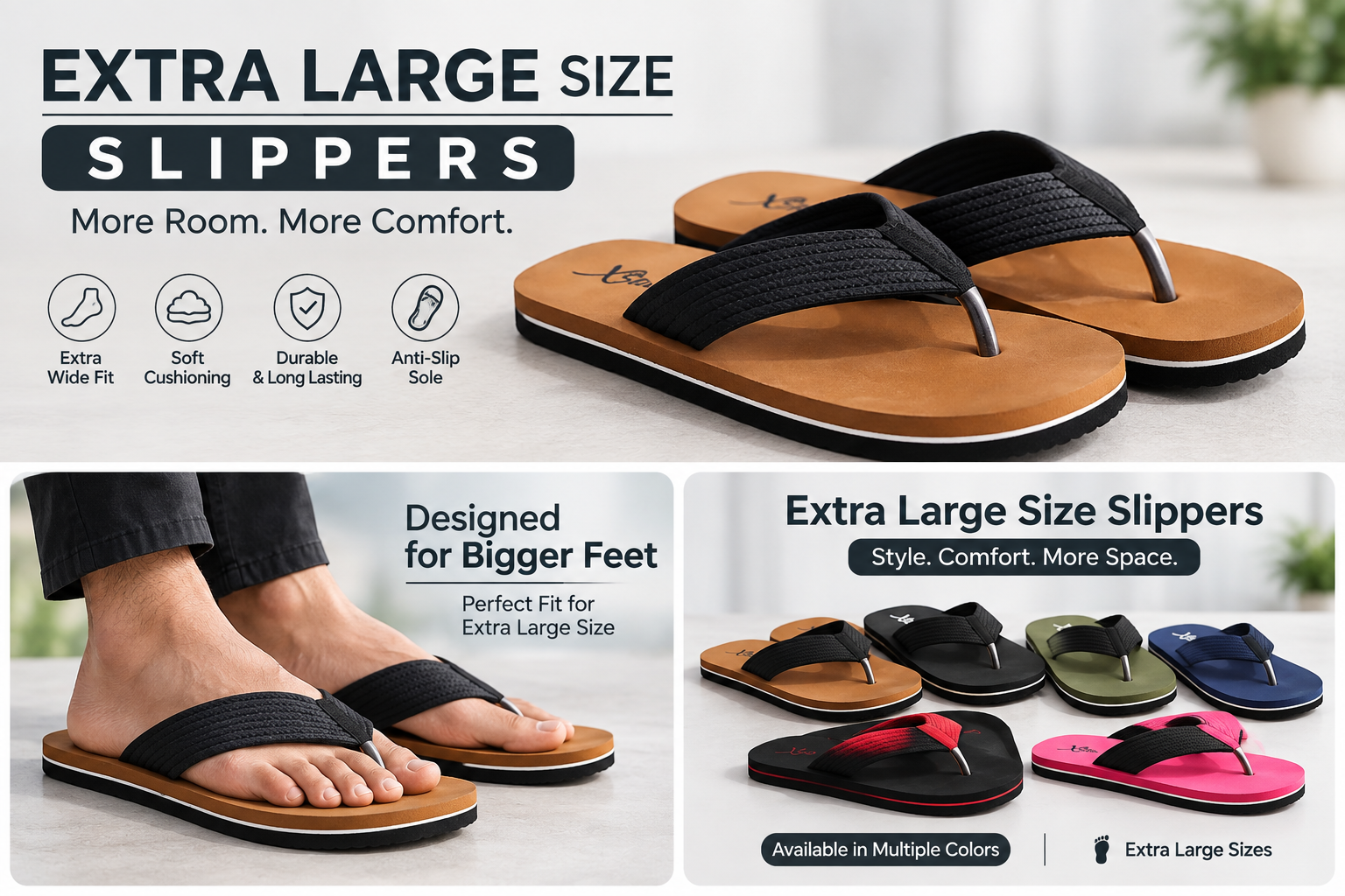 Extra Large Slippers for Men & Women