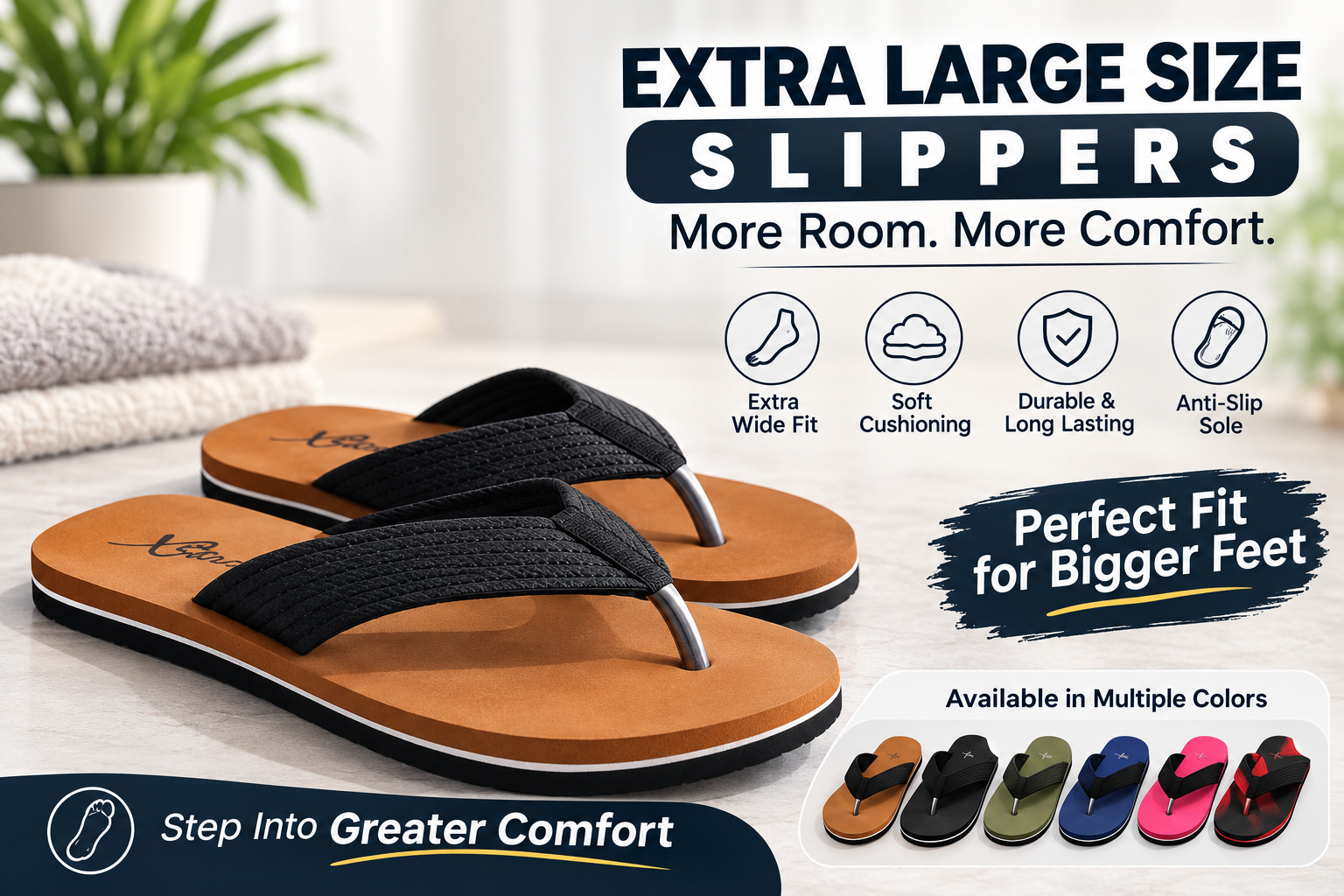 Extra Large Slippers for Men & Women