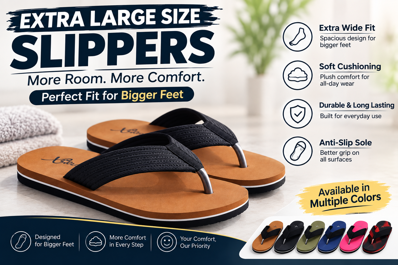 Extra Large Slippers for Men & Women